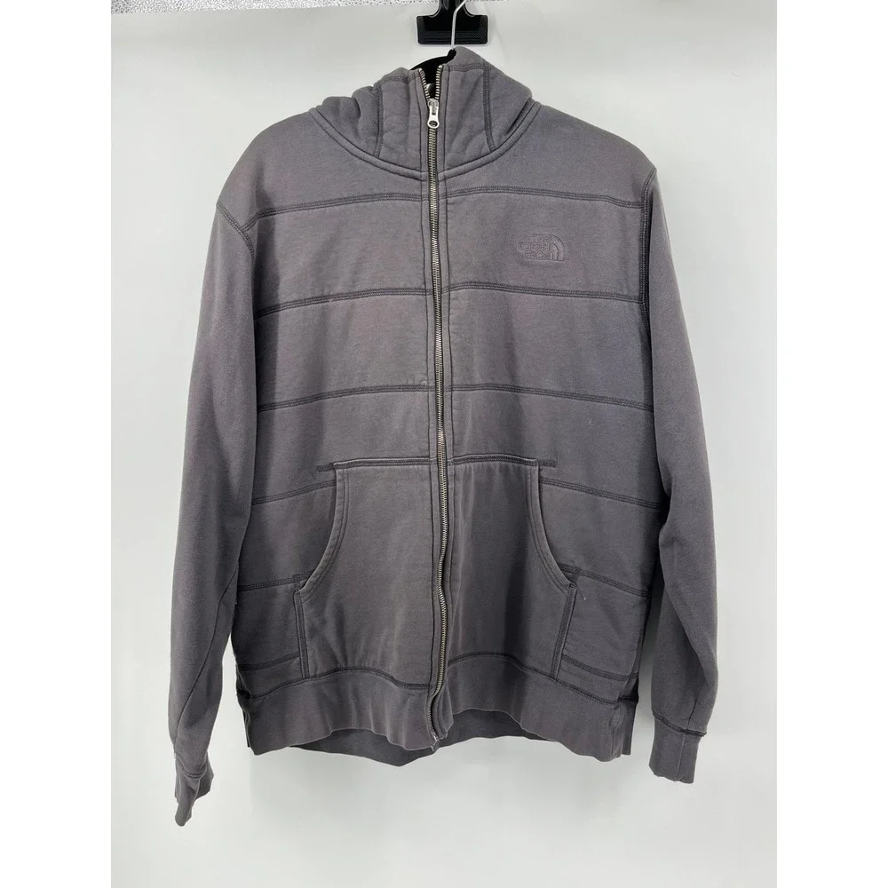 The North Face‎ Mens Sherpa Lined Full Zip Hoodie Gray Horizontal Stitch XL